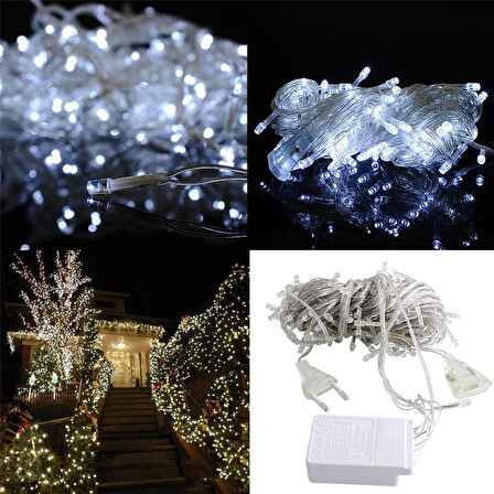 100 Ledli 8 Fonksiyonlu 10 Metre Led Aydınlatma Dekor Lambası (beyaz) 