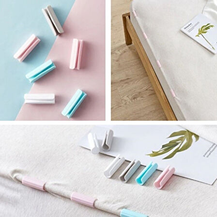 12 Adet Çok Amaçlı Çarşaf Tutucu, Sabitleyici ,Kaydırmaz Nevresim Örtü Düzenleyici Klipsler 