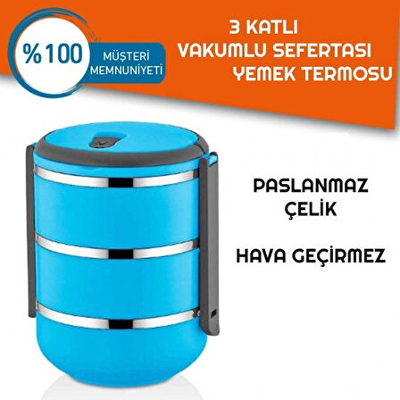 Sefer Tası Yemek Termosu Saklama Kabı Termosu 3lü - ÇELİK 