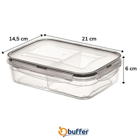 3 Bölmeli Kilitli Kapaklı 1 Litre Erzak Saklama Kabı LC-510 