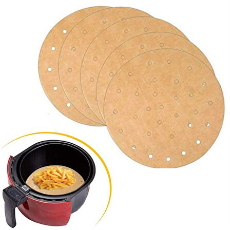 100 Adet  Airfryer Pişirme Kağıdı Tek Kullanımlık Hava Fritözü Yuvarlak Delikli Model 