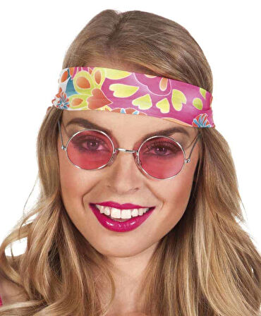 Yuvarlak Cam John Lennon Tarzı Hippi Gümüş Çerçeveli Pembe Gözlük 