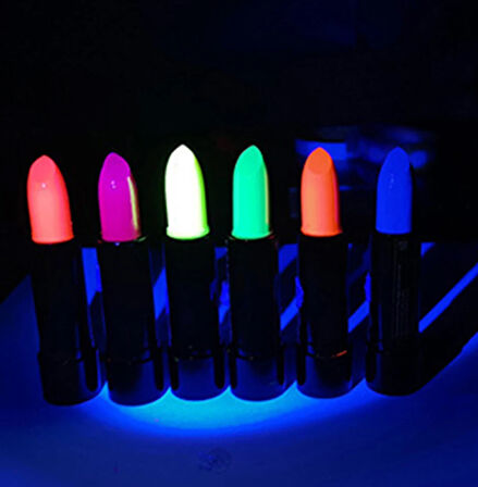 Karanlıkta Parlayan Yanan UV Neon Ruj Yüz Boyama 6 Adet 6 Renk 
