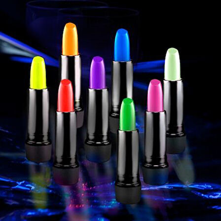 Karanlıkta Parlayan Yanan UV Neon Ruj Yüz Boyama 6 Adet 6 Renk 