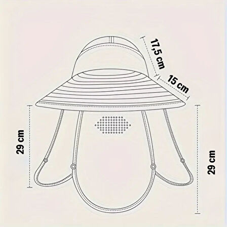 Güneş Koruyuculu Nefes Alabilen Maskeli ve Boyun Kapaklı Geniş Kenarlı Balıkçı Şapkası 
