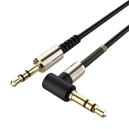3.5mm AUX Kablosu Jak Erkek Erkek L Tipi 1 Metre Ses Aktarım Kablosu 
