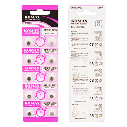 KOMAX AG-0 ALKALİN LR521/379 DÜĞME PİL (10LU PAKET) 