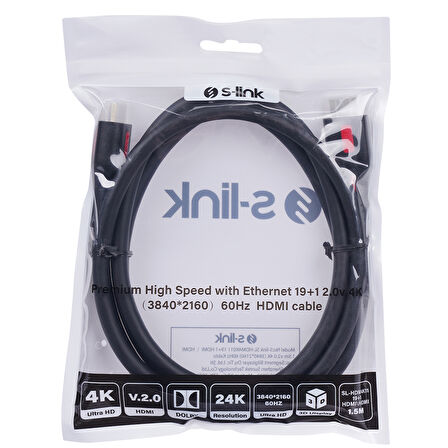 19+1 HDMI TO HDMI 1.5M V2.0 4K (3840*2160) 60HZ KABLO SL-HDM4K011 
