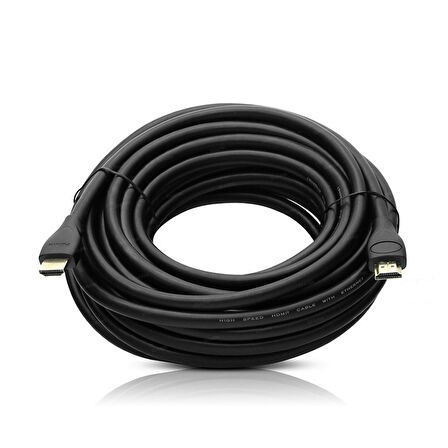PLASTİK DÜZ SİYAH 10 METRE GOLD POŞETLİ HDMI KABLO 
