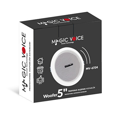 MAGICVOICE MV-6724  5 13 CM 8 OHM 6 W BEYAZ ALÇIPAN HOPARLÖR TRAFOSUZ 