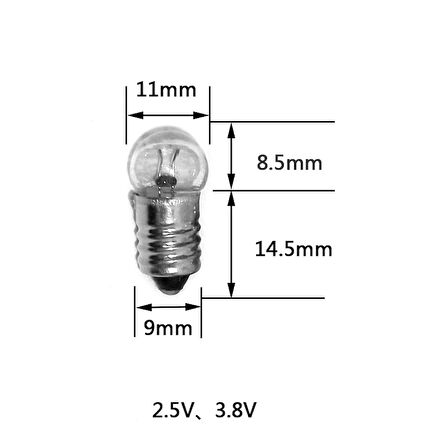FENER AMPÜL 1.5 VOLT VİDALI  (50LİK PAKET) 