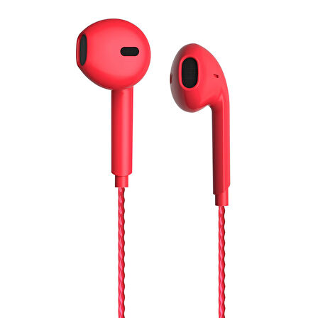 EH104R 3.5MM JACKLI KABLOLU KULAK İÇİ MİKROFONLU KIRMIZI KULAKLIK 