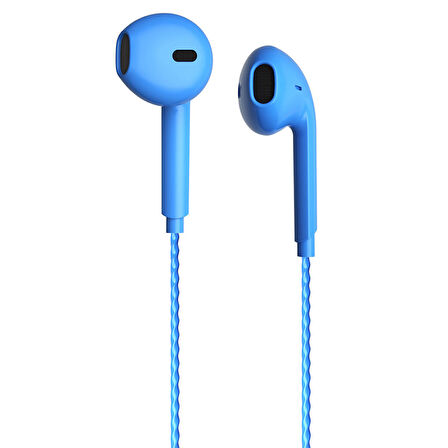 EH104BL 3.5MM JACKLI KABLOLU KULAK İÇİ MİKROFONLU MAVİ KULAKLIK 