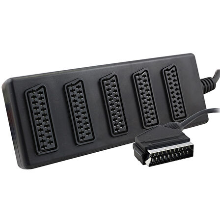 SCART DAĞITICI 5 Lİ SİYAH  (1 ERKEK - 5 DİŞİ SCART) 