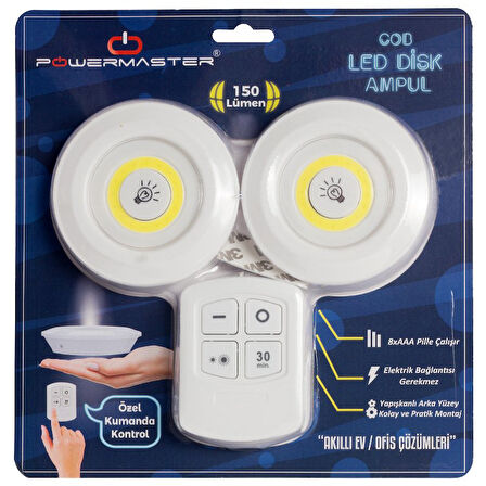 BEYAZ 150 LÜMEN COB LED YUVARLAK ÇİFT AMPÜL KUMANDALI 