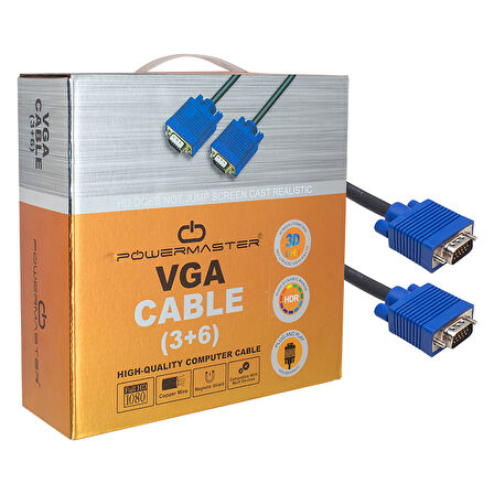 VGA KABLO 15 PİN 3+6 ERKEK/ERKEK 10M KUTULU 