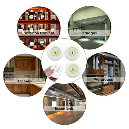 ÜÇLÜ KUMANDALI PİLLİ DOKUNMATİK PORTATİF COB LED IŞIK AYDINLATMA 