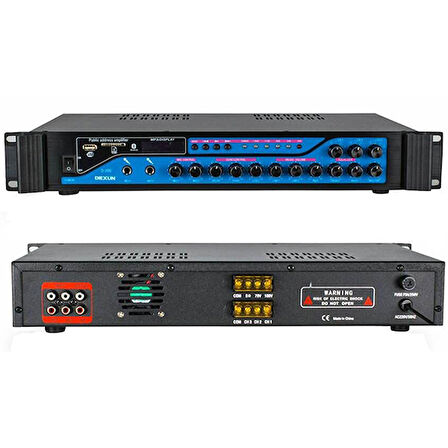 D-200 200W 3 ZONE İKİ MİK GRŞ USB-BT 4/16-70-100V HAT TRAFOLU ANFİ 