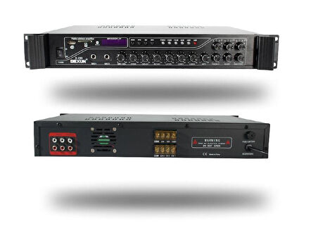 D-230 250 WATT 3 ZONE İKİ MİK GRŞ USB-BT 4/16-70-100V HAT TRAFOLU ANFİ 