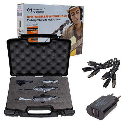 MAGICVOICE MV-19587 UHF GİTAR TİP KABLOLU MİC İ KABLOSUZ ÇEVİRİCİ ( MİC XRL Lİ) 