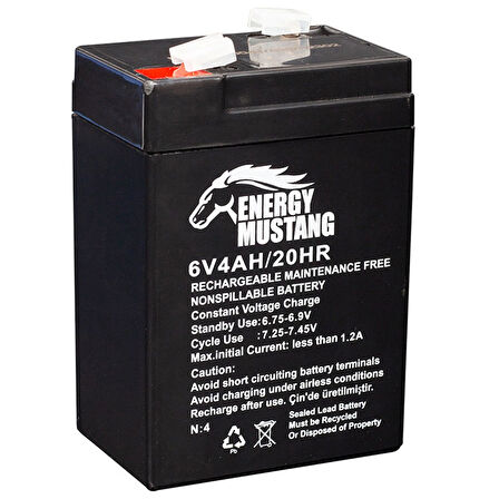 ENERGY MUSTANG 6 VOLT - 4 AMPER IŞILDAK AKÜSÜ (70 X 48 X 101 MM) 