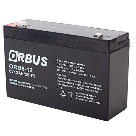 AKÜ 6 VOLT 12 AMPER ORB6-12 ( 150 X 50 X 94 MM ) 