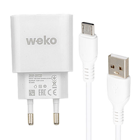 WK-21436 M7 2.1 AMPER ŞARJ BAŞLIK ADAPTÖRÜ + MICRO USB KABLO (NO:3) 