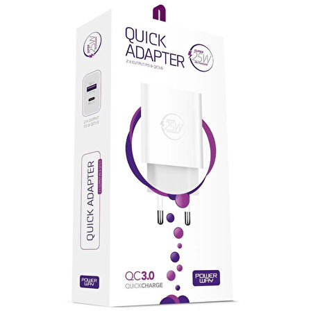 USB 3.0 / TYPE-C 25W 3.0A HIZLI ŞARJ ALETİ BAŞLIĞI PD25W 