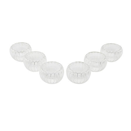 6 PCS   ÇİZGİLİ CAM  ÇİFT CİDARLI LOKUMLUK - SOSLUK  50 ML 