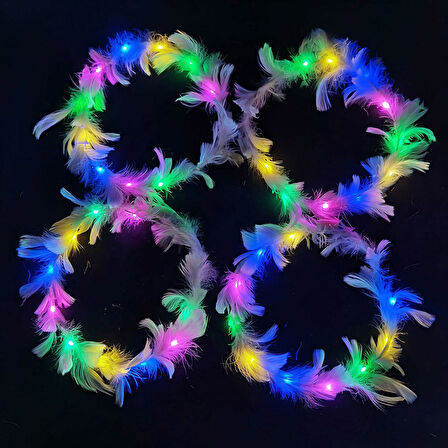 Led Işıklı Rengarenk Yanan 3 Fonksiyonlu Otrişli Parti Tacı Renkli 12x12 cm 