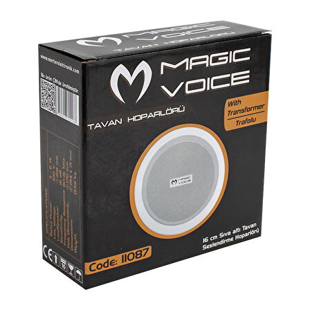 MV-11087 16 CM MAX 20W 100V ALÇIPAN HOPARLÖR TRAFOLU 