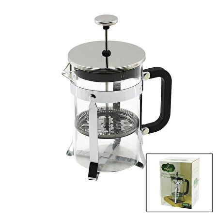 FRECHPRESS  800ML   CAM  BİTKİ SÜZGEÇİ METAL KAFES - PLASTİK SAPLI METAL KAPLAMALI PLS.KAPAK 