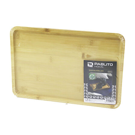 DİKDÖRTGEN AHŞAP BAMBU SUNUM TEPSİ 24X36CM 