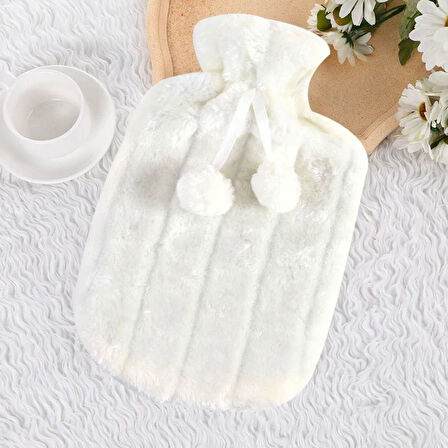 2 Litre Ponponlu Peluş Sıcak Su Torbası 1.Sınıf Kauçuk Malzeme (4727)