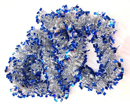Mavi Gümüş Renk 4 cm Genişlik Garland Çift Renk Sim Süs 180 cm (4727)
