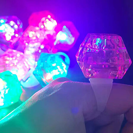 Kristal Tasarımlı Led Glow Işıklı 3 Modlu Mor Yüzük 3.5 x 5 cm (4727)