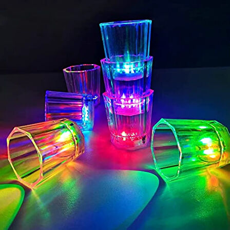 Renkli Led Parlayan Fiber Optik Glow Işıklı Bardak 5,5 x 5,5 cm (4727)