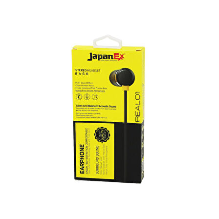 JAPANEX  REAL01   KULAK İÇİ   MİKROFONLU  STEREO KULAKLIK KABLOLU= 1MT  AUX GİRİŞ (4727)