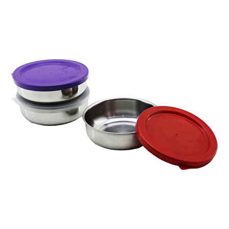 12CM   ÇELİK  SAKLAMA KABI  RENKLİ - ŞEFFAF PLASTİK KAPAK (4727)