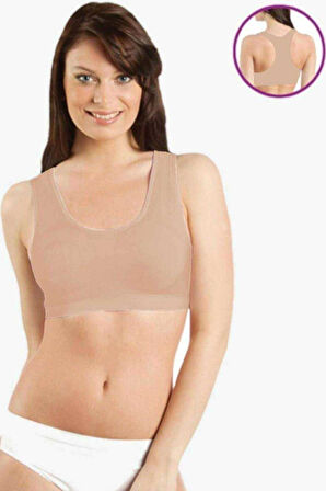 Geniş Askılı Kadın Destekli Sporcu Büstiyer Ten Sütyen 777