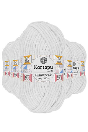 5 Adet Kadife El Örgü İpi Kar Beyaz K010