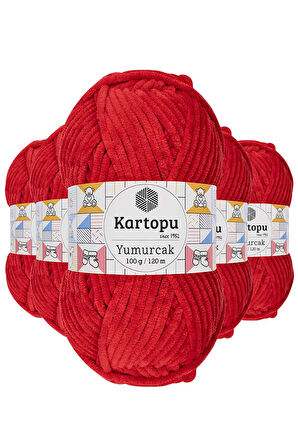 5 Adet Kadife El Örgü İpi Açık Kırmızı K165