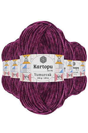 5 Adet Kadife El Örgü İpi Mürdüm K726