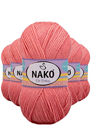 5 Adet Elite El Örgü İpi Tüylenmeyen Bebek Yünü Somon 1469