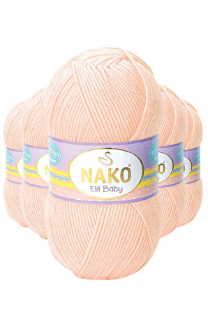 5 Adet Elite El Örgü İpi Tüylenmeyen Bebek Yünü Soft Şeftali 3701