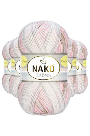 5 Adet Mini Batik Bebe El Örgü İpi Kahveli Pembe 32463