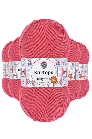 5 Adet Tüylenmeyen El Örgü İpi Yünü Pembe K254