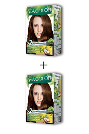 2X2 Tüp Krem Saç Boyası Seti Koyu Karamel No:7.7