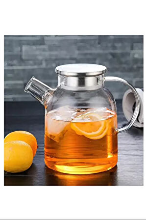 Çelik Kapaklı Borosilikat Uzun Cam Demlik 1800 Ml -CM-2003