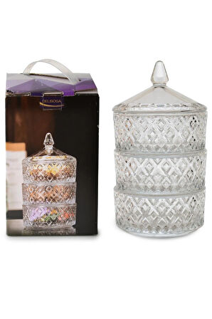 3 Katlı Cam Kurabiyelik -PAK-417